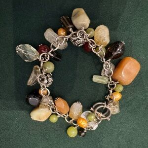 Silpada sterling and semi precious stone earth tone bracelet 8 inches